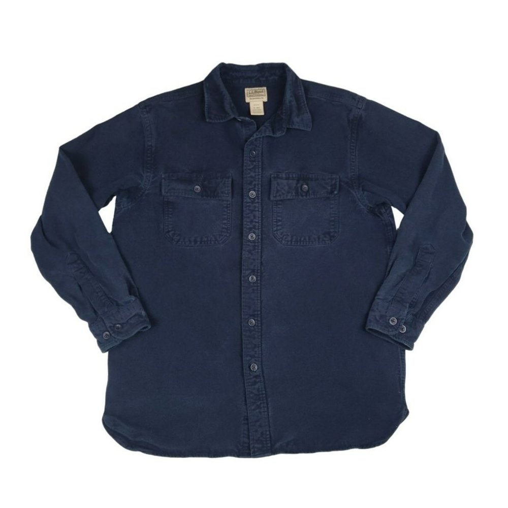 L.L. Bean Shirt Men's Size Medium M Blue Chamois Flannel Traditional Fit 187923